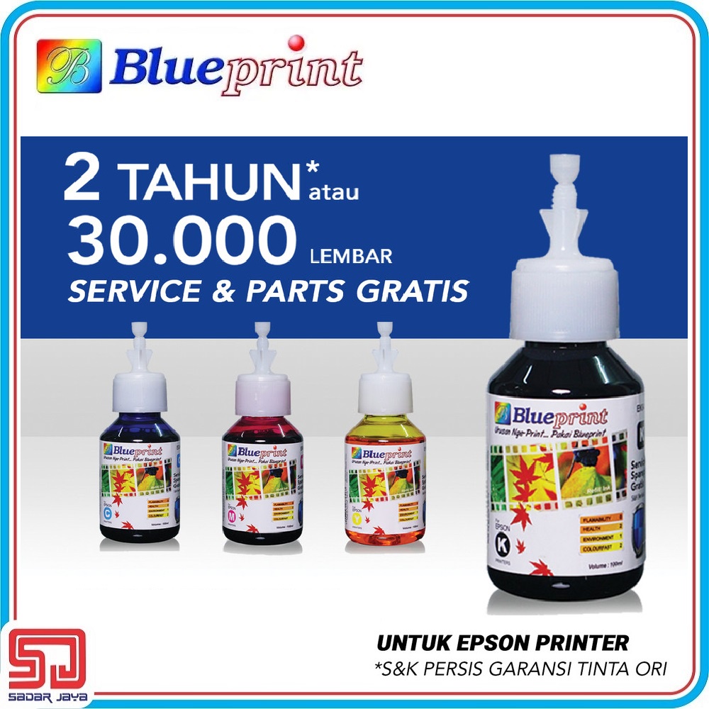 Blueprint Tinta Epson 100ml Tinta Printer Epson Light Cyan Black Magenta Yellow