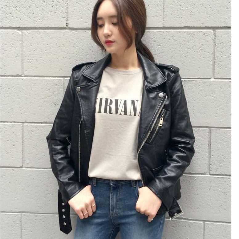 HOT SALE Jaket Kulit Wanita Ramones Changcuters Korea Blazer Crop