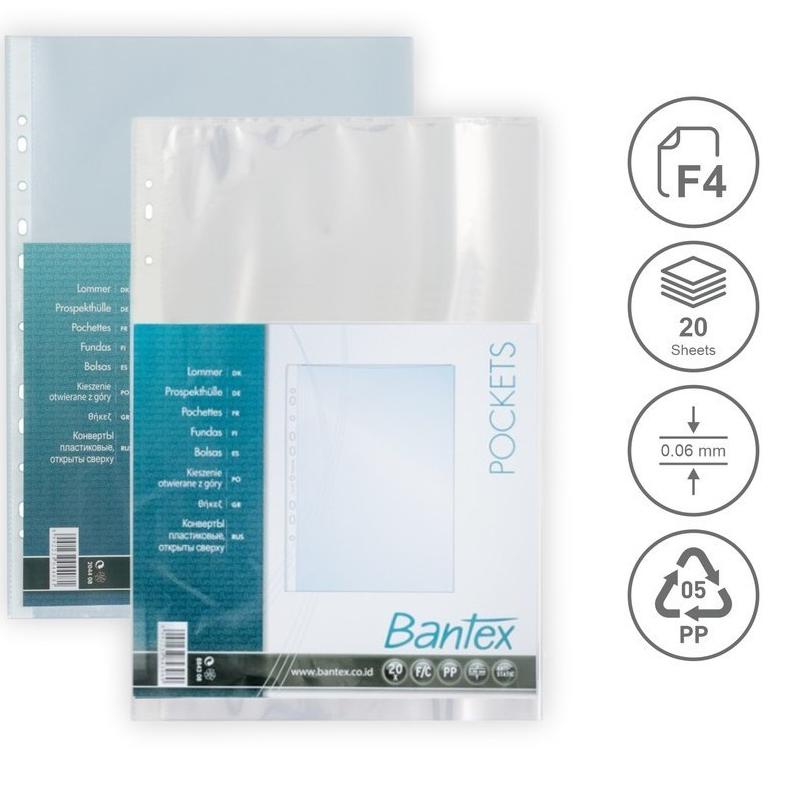 

Q78 PP Pocket / Sheet Protector Folio F4 BANTEX 8843 Bening BIG SALE ど