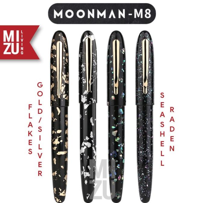 

MOONMAN M8 GOLD Flakes RADEN Seashell Fountain Pen Gold-Plated Nib F