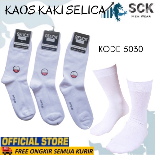 Kaos Kaki Sekolah Panjang SELICA SPD 5030 Putih 21-23 cm / Kaos Kaki SPD5030 Putih - sckmenwear GROSIR