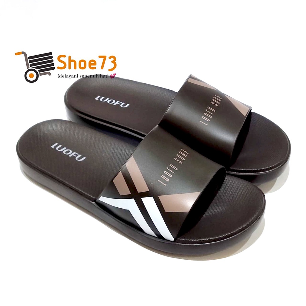 LUOFU E 7172 - E146 SIZE 40-44 ORIGINAL l Sandal Selop jelly pria l Sendal kokop cowok impor