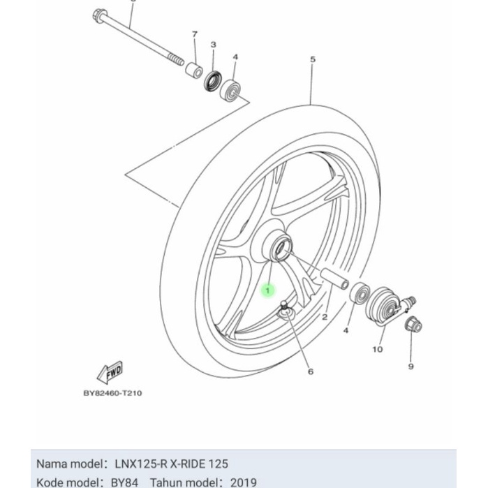 VELG PELAK PELG DEPAN MIO GEAR XRIDE 125 ASLI ORI YAMAHA BY8 F5168 00 33 ORIGINAL YAMAHA GENUINE