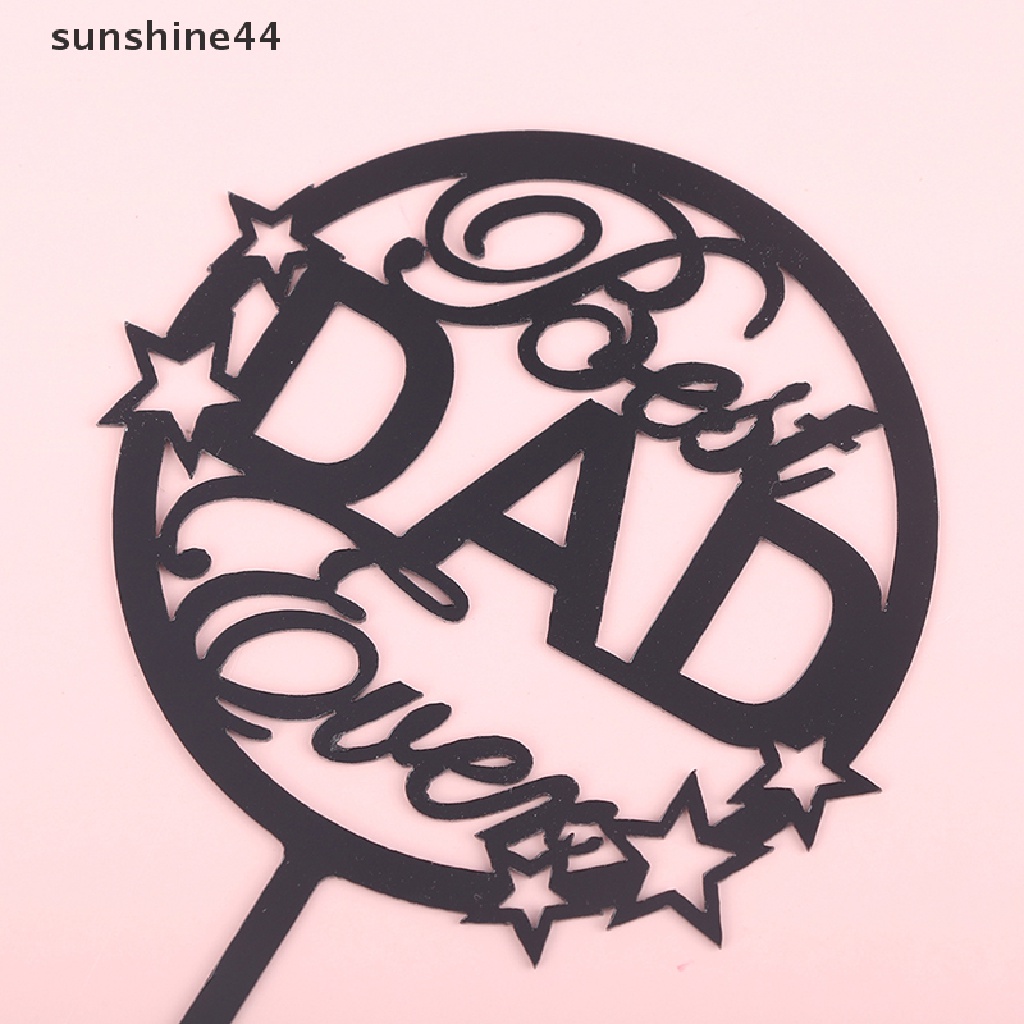 Sunshine Hiasan Kue Pesta Hari Ayah Gold Hitam Akrilik Daddy Birthday Cake Topper ID