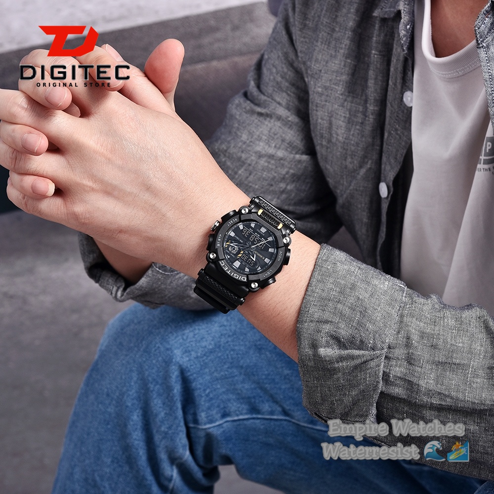 Jam Tangan Digitec DA2178T DG2178T 2178 Pria Cowok Strap Rubber Analog Kualitas Original Waterproof