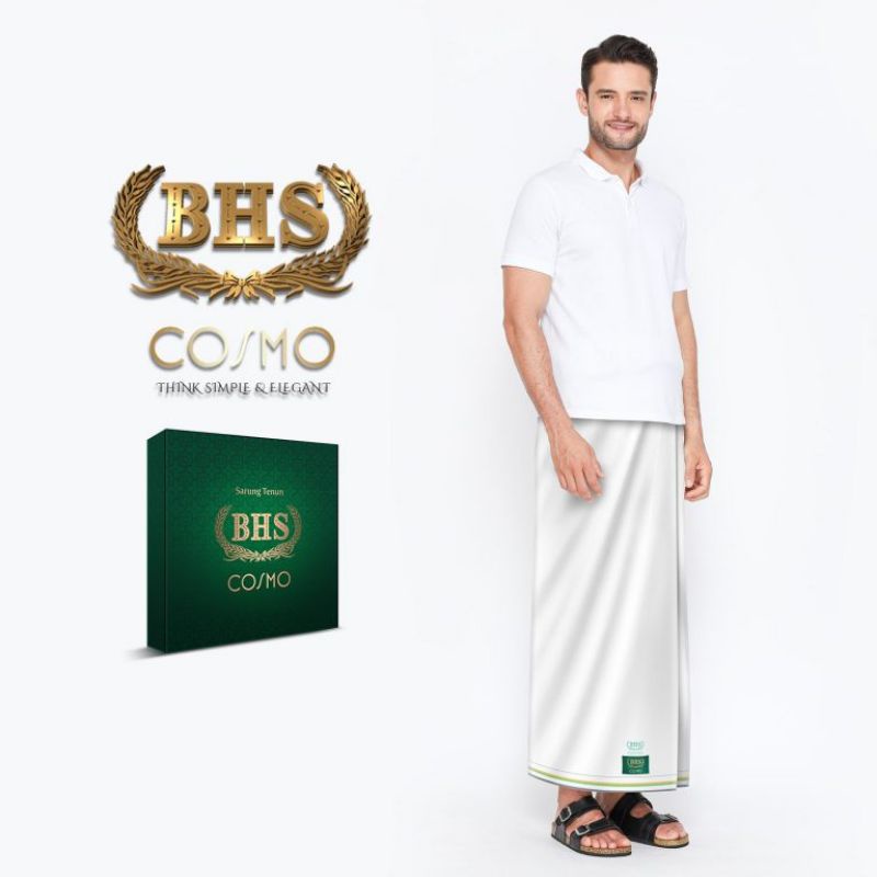 SARUNG BHS COSMO GOLD WARNA PUTIH POLOS ORIGINAL