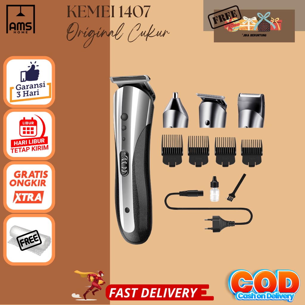 Alat Cukur Rambut /  Alat Cukur Jenggot / Alat Cukur Kumis / Mesin Cukur Kemei 1407 / Cukuran Kemei