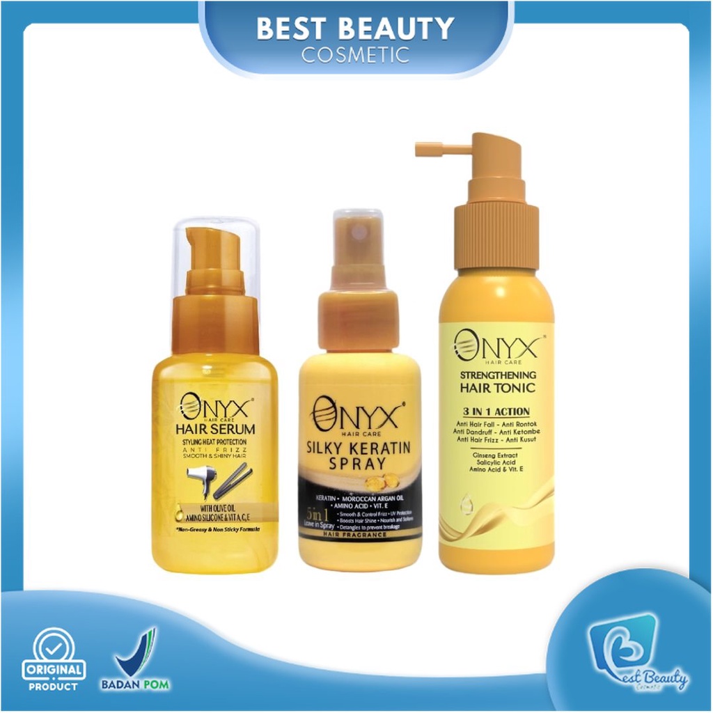 ★ BB ★ Onyx Hair Serum 65ml - Silky Keratin Spray 50ml  - Strengthening Hair Tonic 90ml