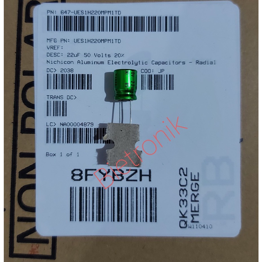 Kapasitor MUSE BP 22uF 50V UES1H220MPM1TD Original Nichicon