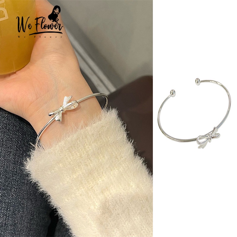 Kami Bunga Korea Besar Perak Busur Terbuka Gelang Untuk Wanita Gadis Lucu Ikatan Simpul Bangle Gelang Fashion Pergelangan Tangan Perhiasan Hadiah