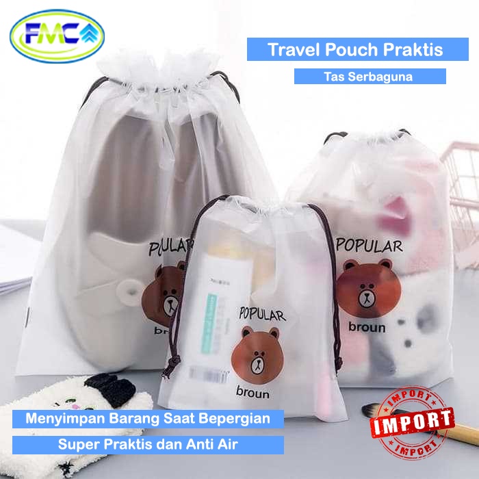 Pouch Kosmetik Tas Make Up Serut Travel Bag Transparan Tempat Organizer Aksesoris Sabun Sikat Gigi