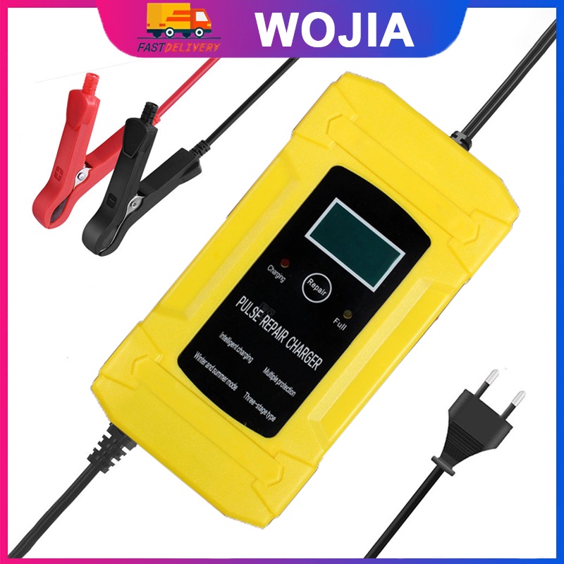 Alat Cas Aki 6A 12V Motor Mobil Portable Accu Battery Charger LCD Wojia