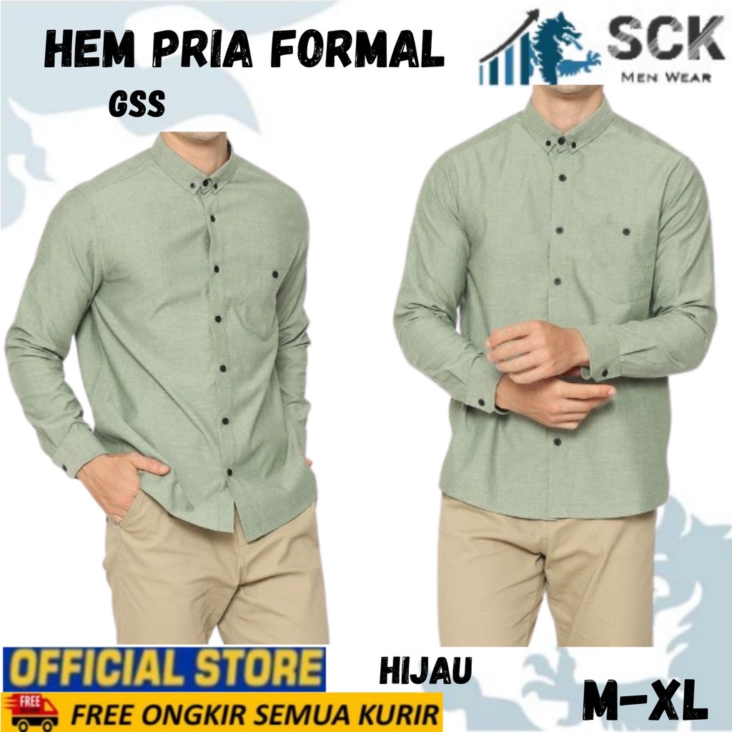 Kemeja Pria Lengan Panjang Polos GSS ukuran M-XL / Hem Formal Kantor / Pakaian Kerja Laki-laki - sckmenwear GROSIR