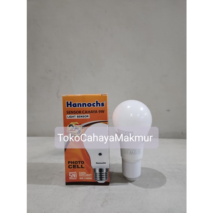 Lampu Led Sensor Cahaya 9w 9watt - Light Sensor Otomatis Hannochs