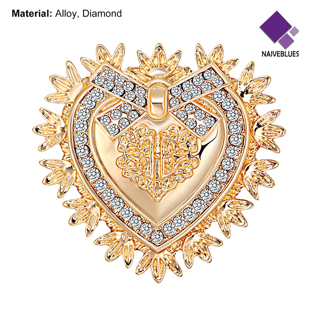 &lt; Naiveblues &gt; Lapel Pin Pakaian Elegan Portable Cinta Hati Mata Hias Berlian Imitasi Pin Untuk