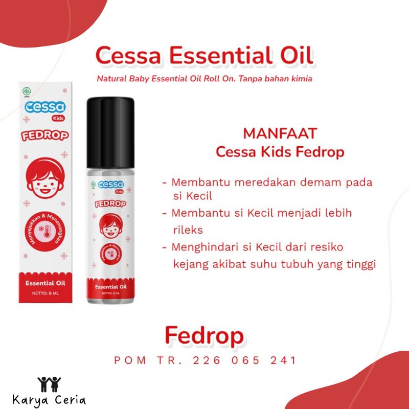 Kids Cessa Merah Fedrop Essential Oil Menyejukkan Menenangkan Pereda Panas Demam Anak 3 - 5 Tahun