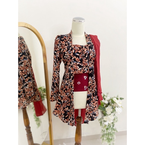 kebaya kutubaru motif + slyer lepas pasang