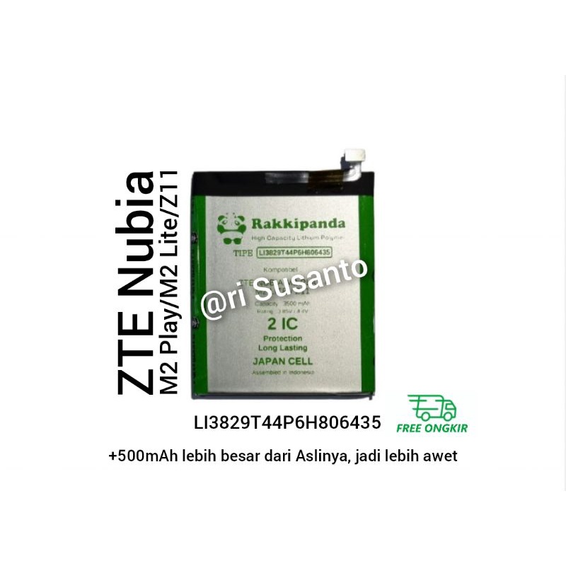 Baterai Rakkipanda for ZTE NUBIA M2 PLAY/M2 LITE/Z11 Double Power 3500mAh batere batre batrai batter