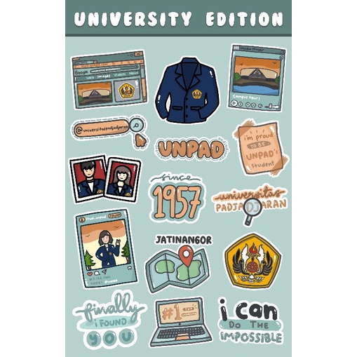 [15 PCS] STIKER UNIVERSITAS PADJADJARAN (UNPAD) LUCU MURAH KERTAS GLOSSY