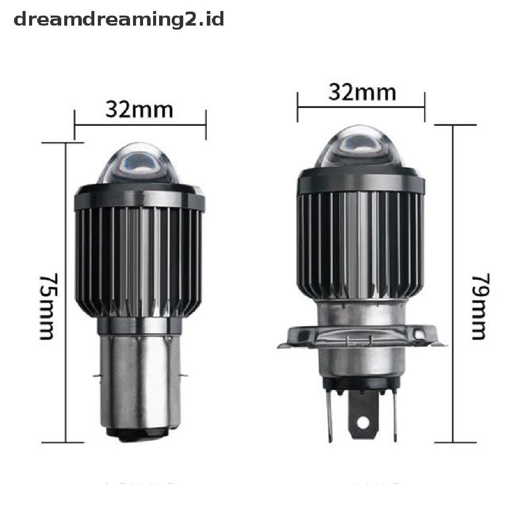 (dream) Bohlam Lampu Depan Motor LED H4 Moto H6 BA20D Lensa CSP Putih Fog Lights.