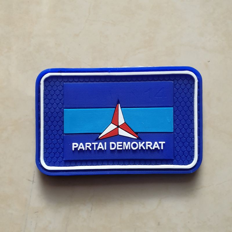 patch rubber logo partai demokrat / pemilihan umum / pemilu / tempelan emblem karet velcro