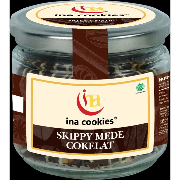 

INA COOKIES KEMASAN JAR KACA SKIPPY MEDE COKLAT