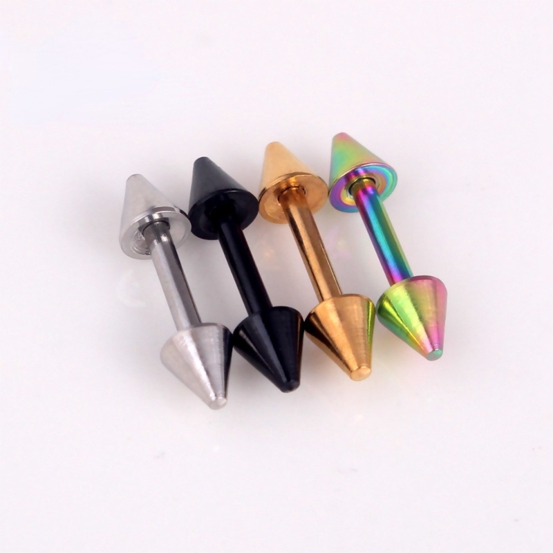 Anting Tusuk Bentuk Dumbell Mini Bahan Stainless Steel Gaya Hip Hop Untuk Unisex