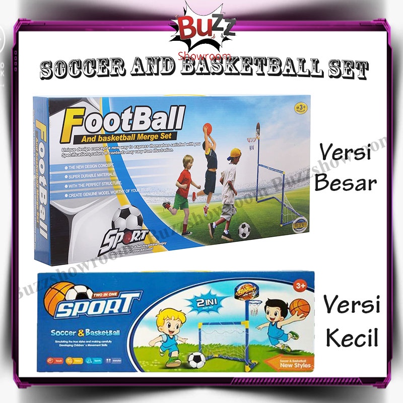 Gawang Sepak Bola Ring Basket Mainan Anak Besar Jumbo Olahraga 2in1