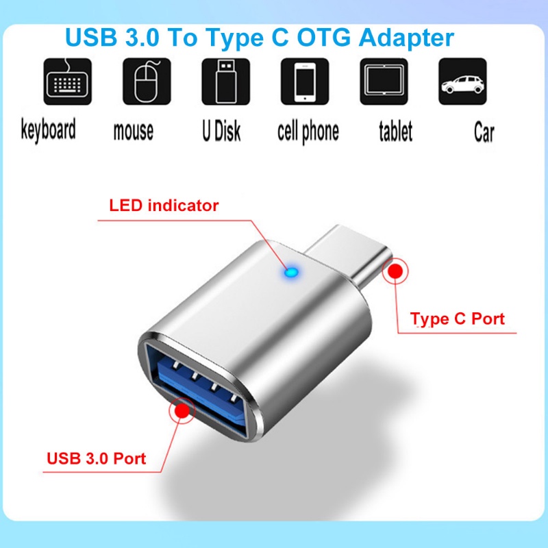 Adaptor 3A Aluminium Alloy USB Ke Tipe-C Female/Converter USB-C Untuk Komputer/Handphone Adaptor Konektor Kabel