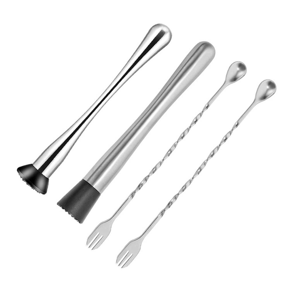 4pcs Sendok Pengaduk Minuman Stainless Wine Making Muddlers Drink Making Stirring Set Untuk Bar Coffee Shop