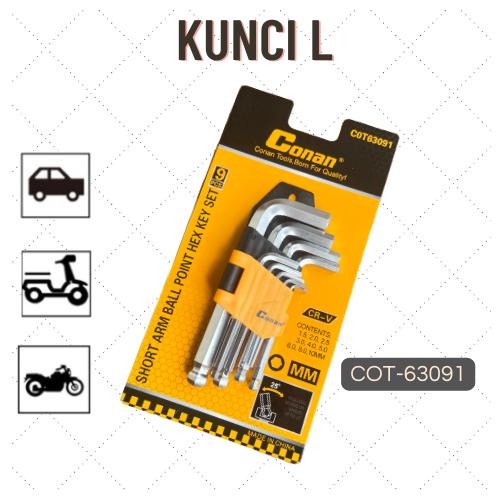 SET KUNCI L BALL POINT 9PCS / HEX KEY COT63091 COT63092 COT63093