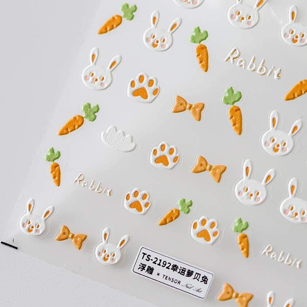 Mxbeauty Kartun Stiker Kuku Wanita Perekat Diri Hewan Bulan Manikur Aksesoris Keju Beruang Stiker Kuku