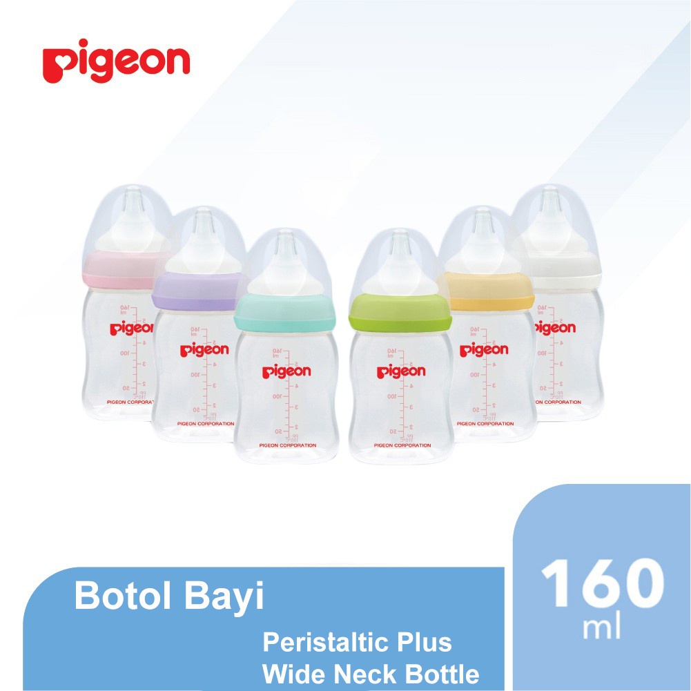 Pigeon Botol Wideneck Peristaltic Plus Nipple 160ml 240ml Botol Dot Susu Bayi Feeder Bottle Silicone