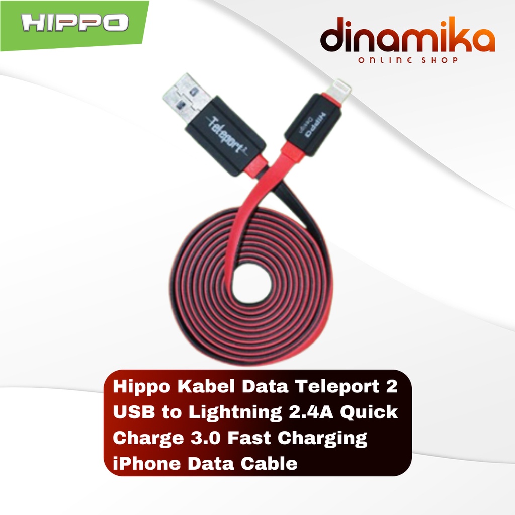 Hippo Kabel Data Teleport 2 USB to Lightning 2.4A Quick Charge 3.0 Fast Charging iPhone Data Cable