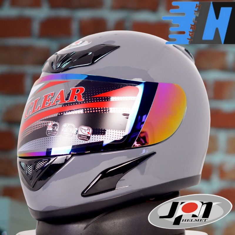 HELM FULL FACE JPN DISTRO FREE 2 KACA BENING DAN RAINBOW