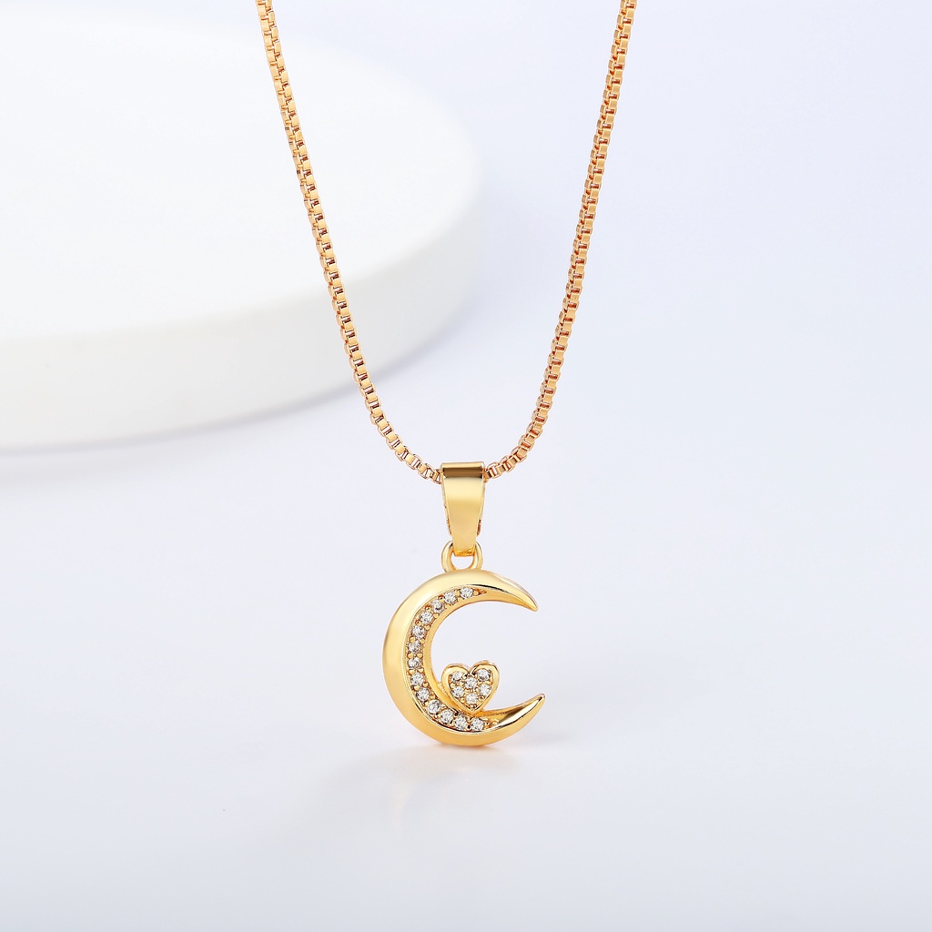 Y932 【Barang spot】Kalung Wanita Korea Fashion Bulan Anti Karat dan Anti Luntur Sederhana Temperamen Klavikula Rantai Aksesoris Fashion