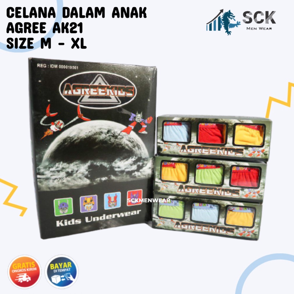 [ISI 3] CD Anak AGREE 021 Aneka Warna / Pakaian Dalam Anak AGREE Kids / AK 21 - sckmenwear GROSIR