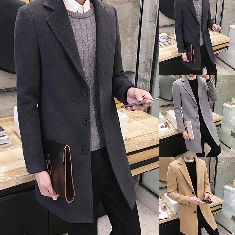 Terlaris jaket jas blazer jubah panjang pria/long coat pria/katun dril