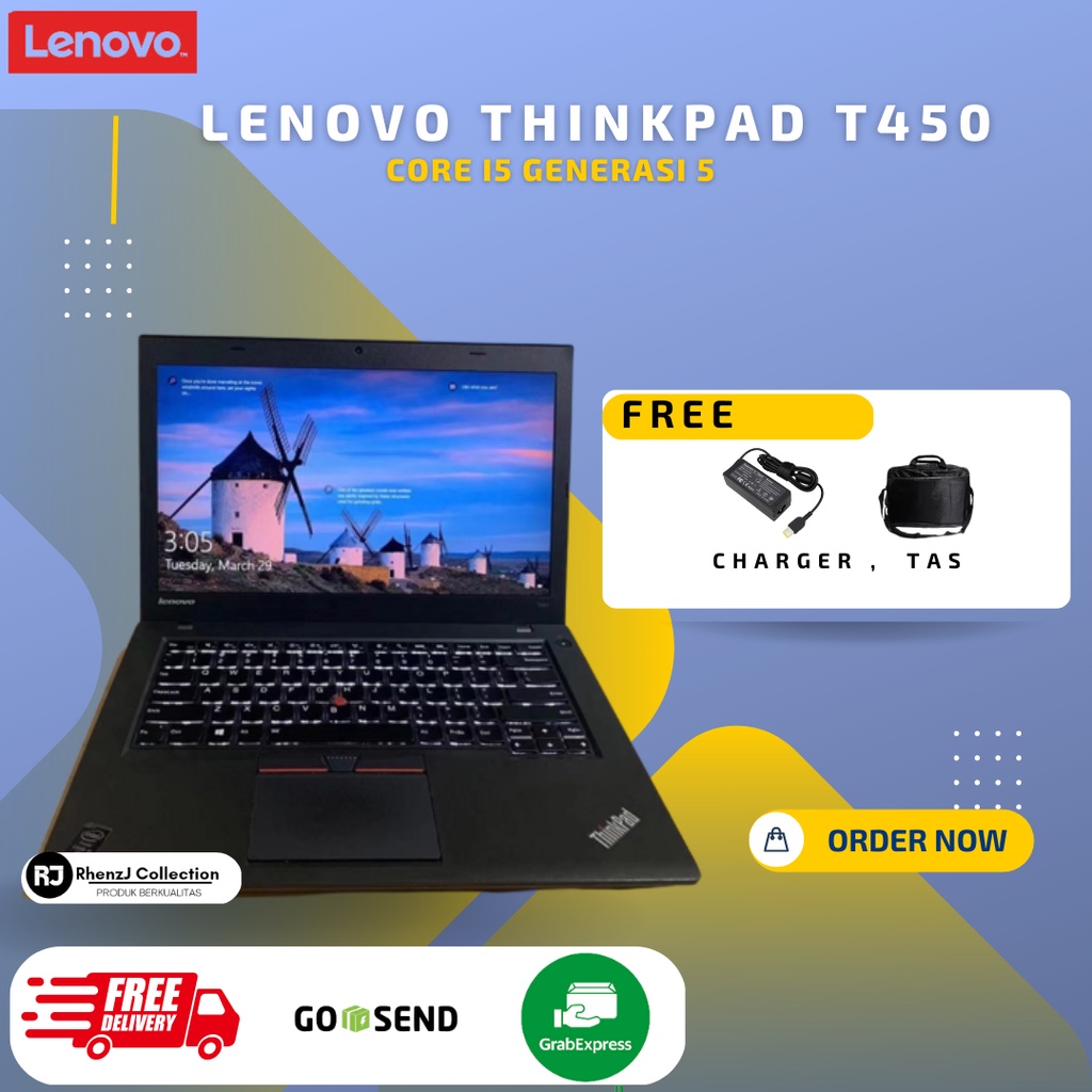 Laptop Lenovo Thinkpad T450 Core i5 Generasi 5 Murah - - T450 I5-5, RAM 8/256SSD