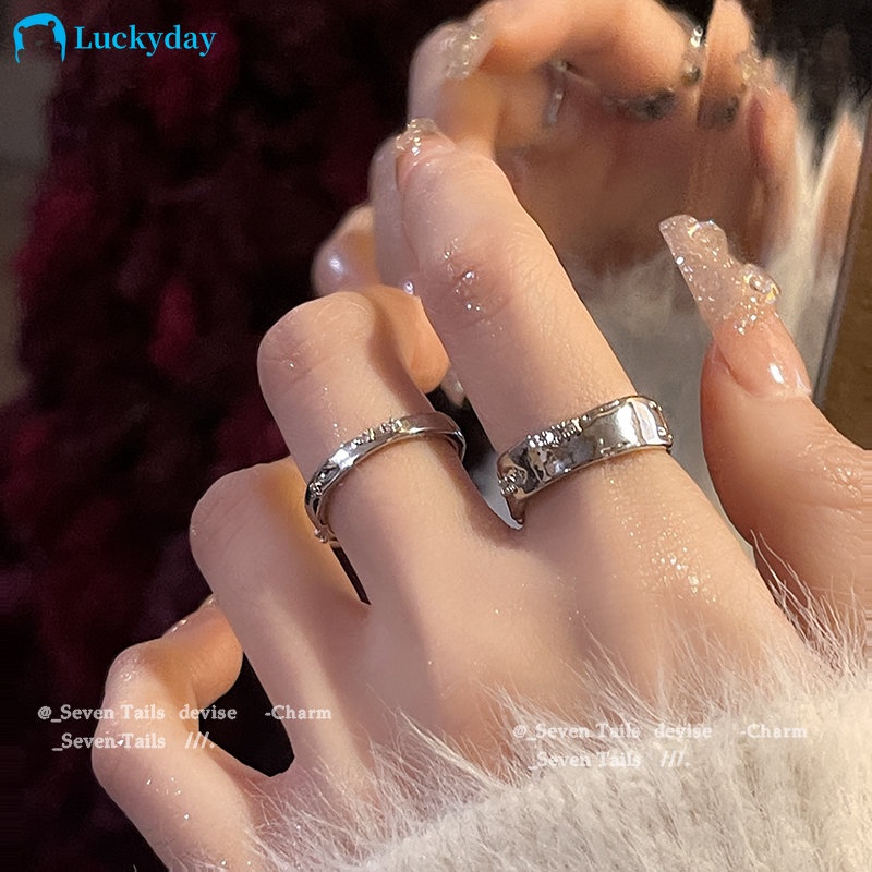 YEEZII Fashion Keren Cincin Jari Perak Zirkon Terbuka Cincin Untuk Perhiasan Aksesoris Pasangan