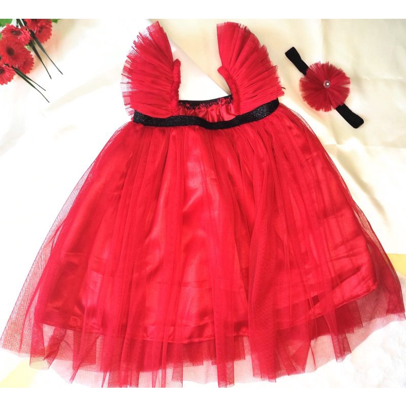 Dress tutu anak set bandana gaun pesta aqiqah anak baby kids dress