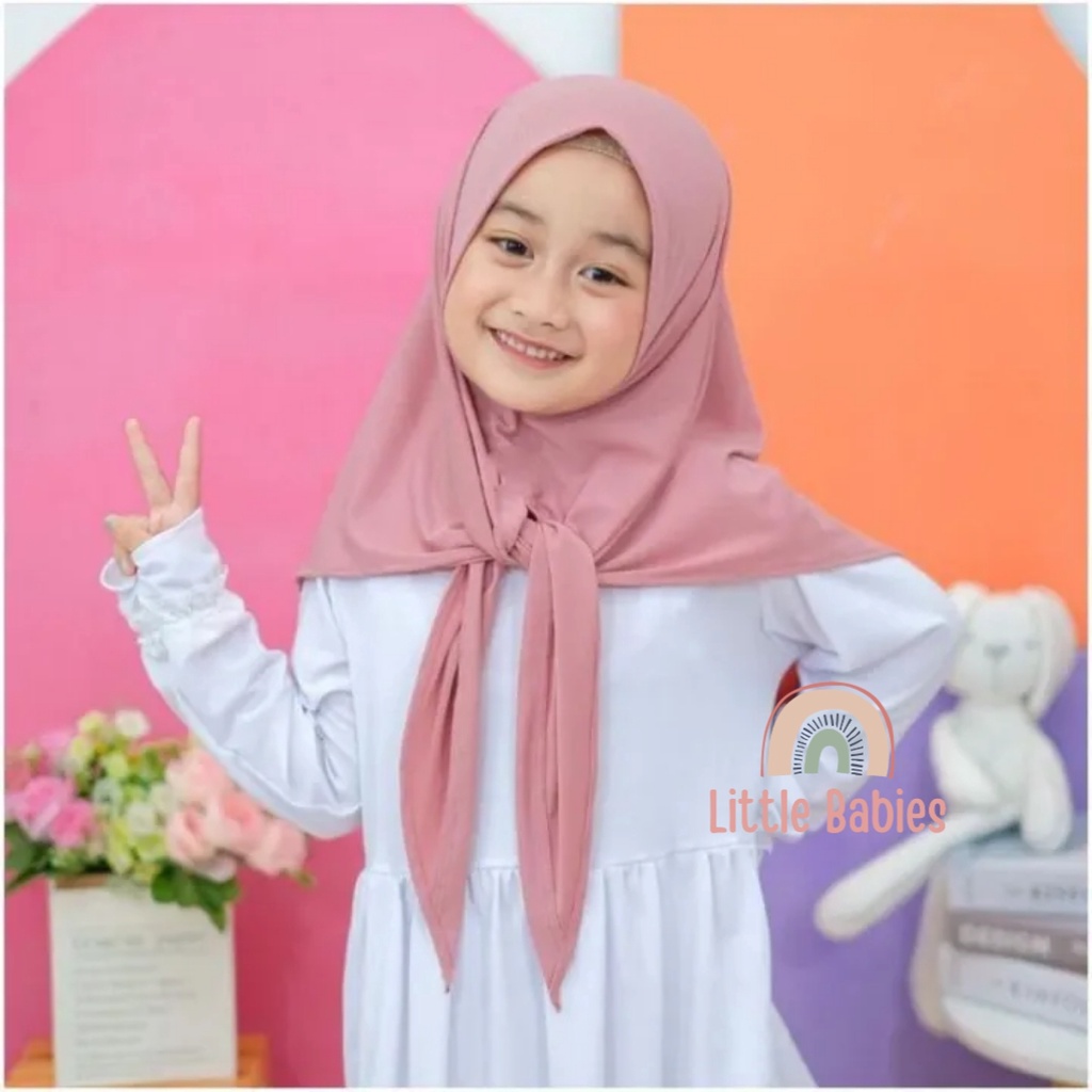 Segitiga Instan Anak Bahan Jersey Usia 4 - 8 Tahun / JILBAB INSTAN ANAK