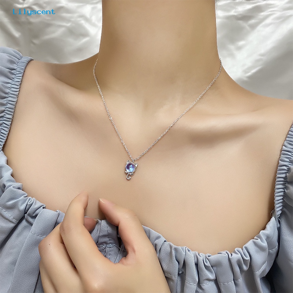 [LS] Rantai Klavikula Batu Bulan Mengkilap Elegan Gaya Korea Rantai Yang Dapat Disesuaikan Sehari Hari Memakai Kasual Indah Choker Kalung Untuk Hadiah