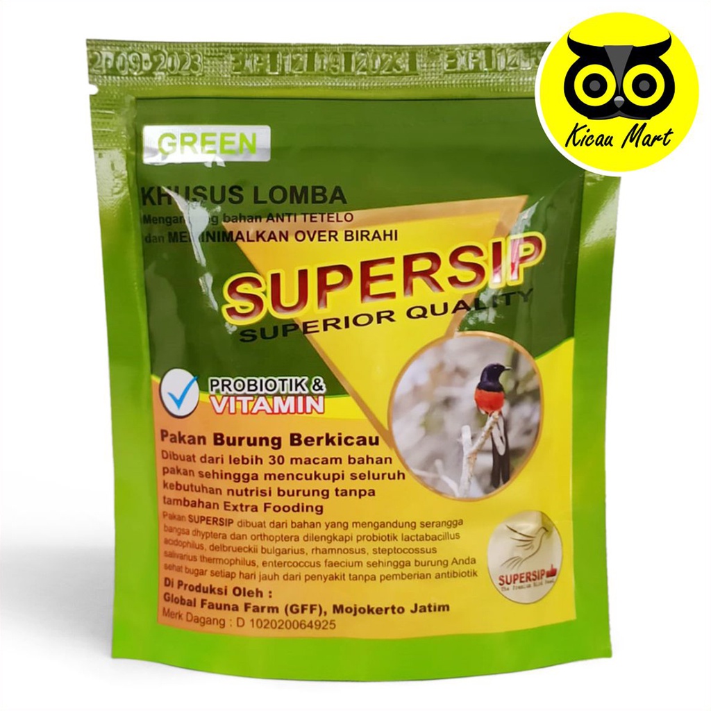 SUPERSIP LOMBA HIJAU PAKAN HARIAN BURUNG MURAI BATU VOER KACER CIBLEK CUCAK CENDET SUPERFIT SPRHIJAU