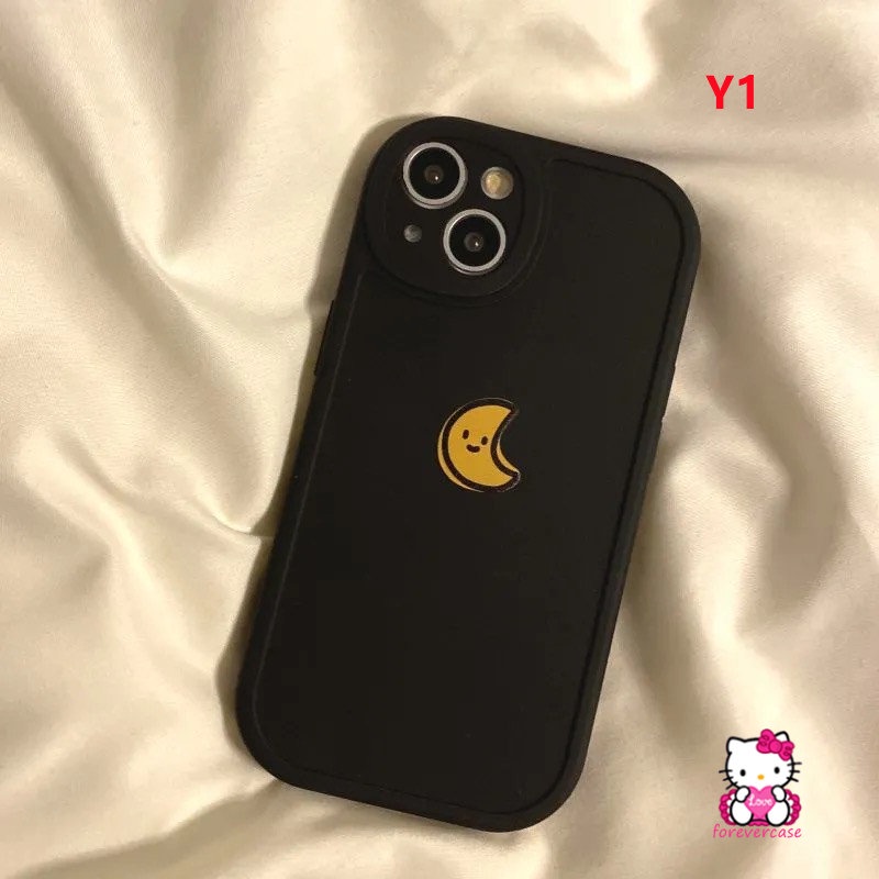Couple Sun Moon Case Oppo A7 A57 A54 A16 A5s A53 A74 A17 A15 A96 A95 A3S A17K A12 A9 A5 A92 A1K A76 A16K A31 A16E A55 A77s Reno 5Z 87 7Z 5F 5 Simple Warna Solid Lembut Sarung Tpu