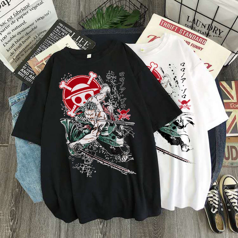 Promo Kaos Pria Wanita Harajuku One Piece Roronoa Zoro Luffy Sauron Kaus Anime Jepang Kartun Lucu Wanita Kaus Atasan Kaus Grafis Kawaii Streetwear