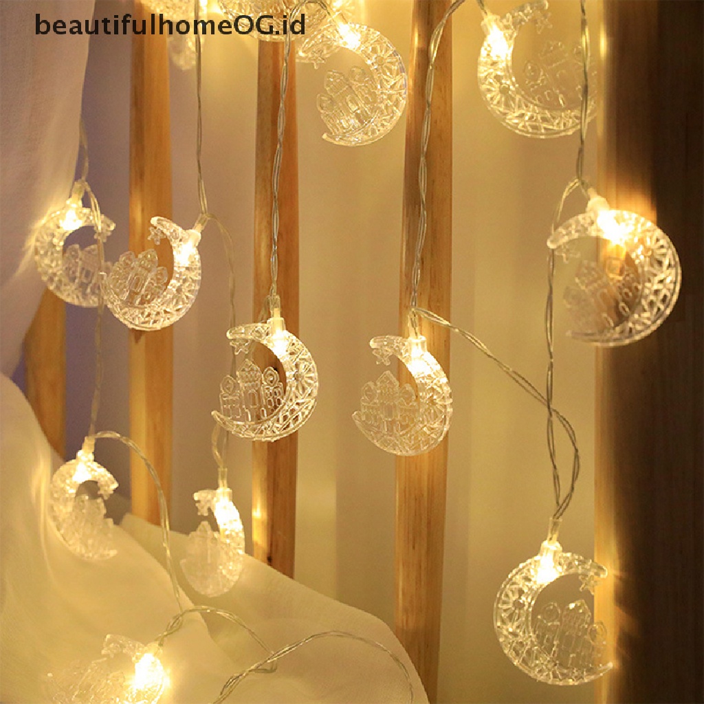 // Beautifulhomeog.id// Lampu String Led Bulan Bintang Eid Mubarak 1,5m 10lampu Ramadhan Kareem Dekorasi **