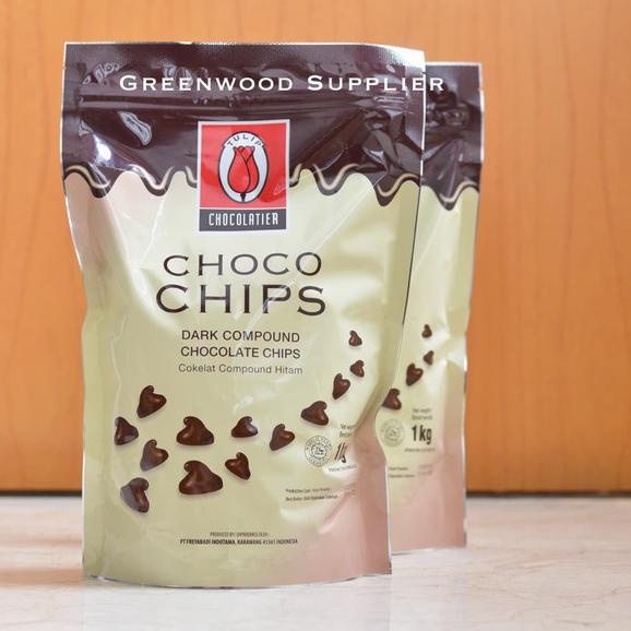 

✯ Tulip Dark Compound Chocolate Chips / Tulip Choco Chips 1KG ☏