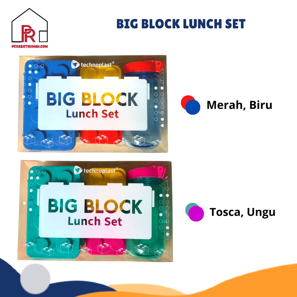 Set Tempat Makan + Botol Big Block / Lunch Box Design Unik Mainan Lego Anak Sekolah