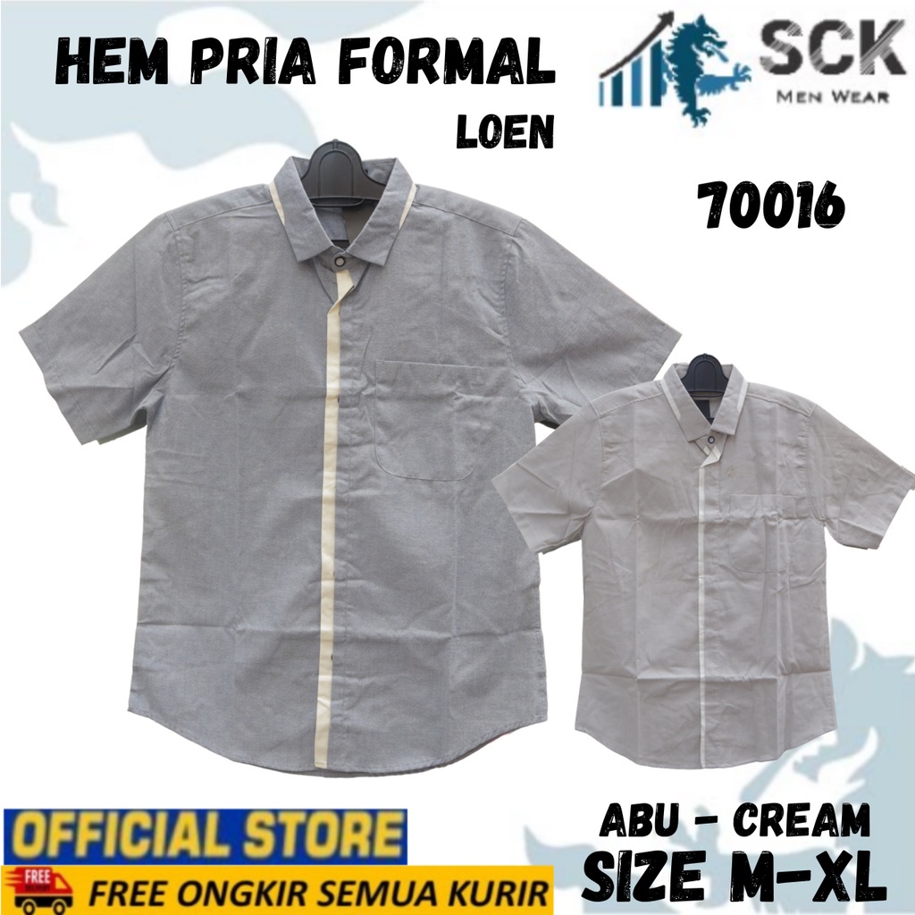 Kemeja Lengan PENDEK LOEN 70016 Pria ABG Remaja / Hem Kerja Kantor / Pakaian Formal Cowok - sckmenwear GROSIR